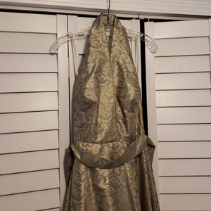 Gold and silver halter style formal dress